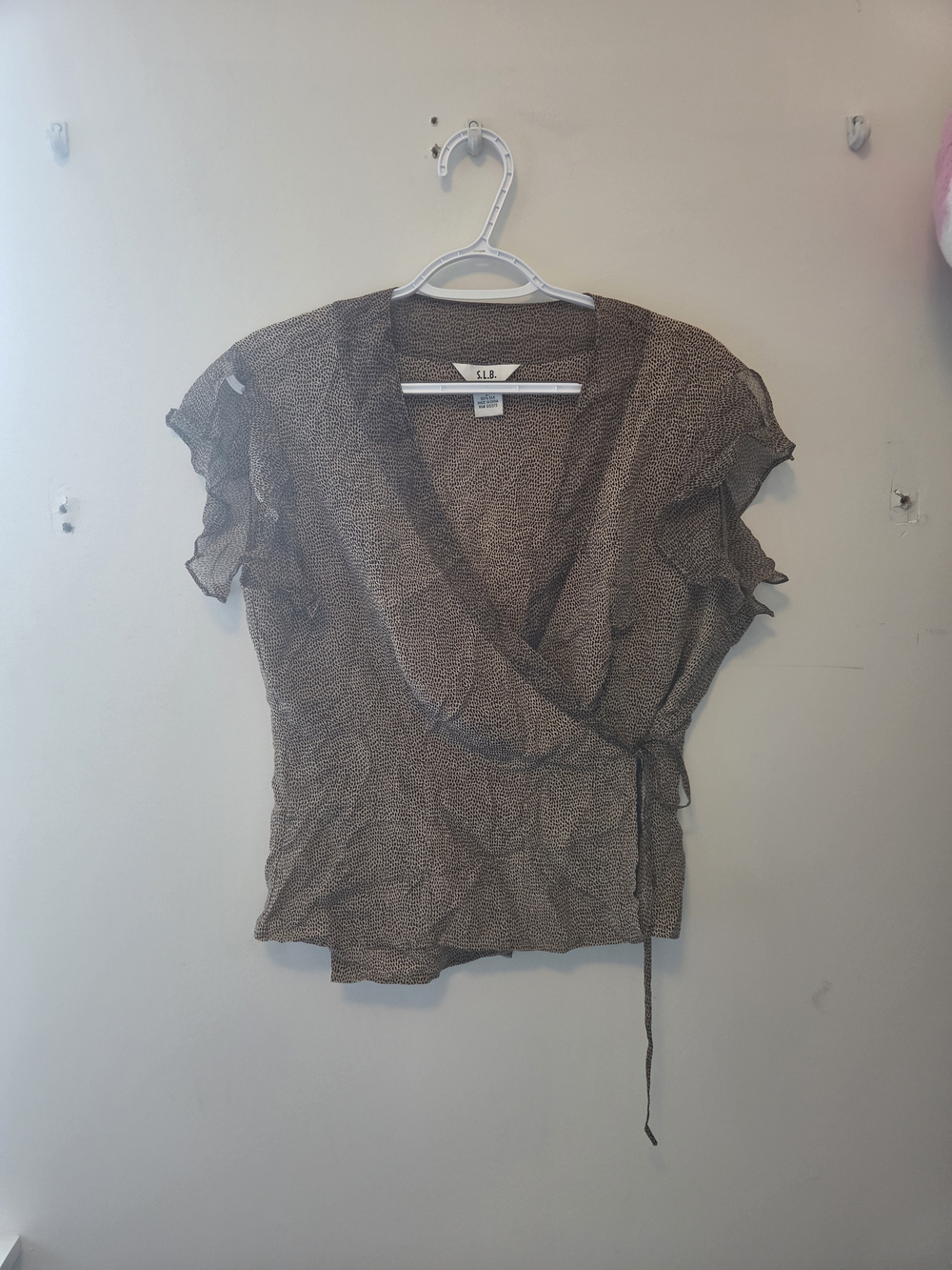 SLB Brown Wrap Blouse with Flutter Sleeves
